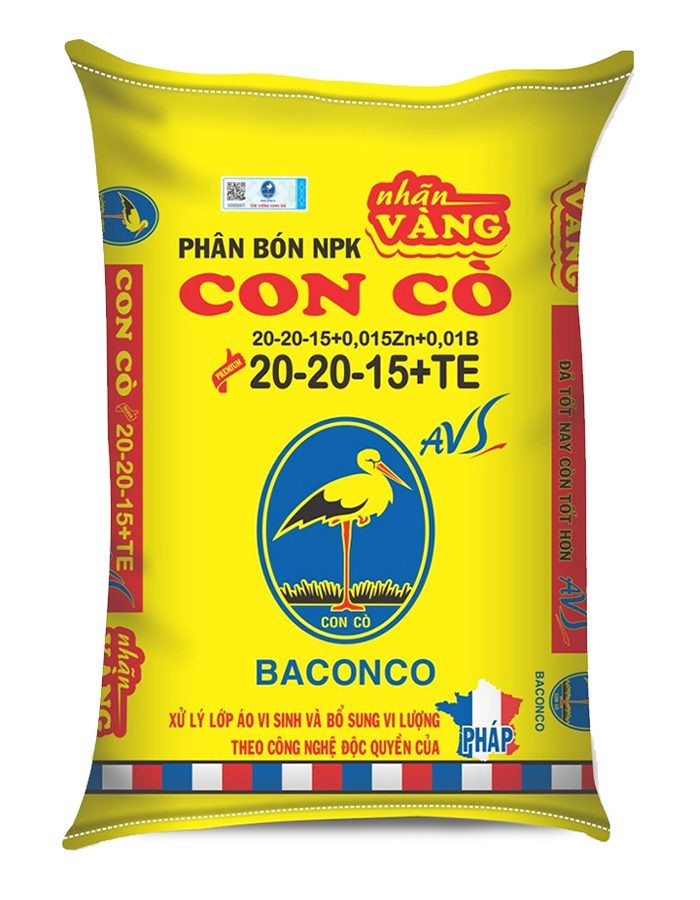 NPK CON CÒ 20-20-15+TE AVS Nhãn Vàng