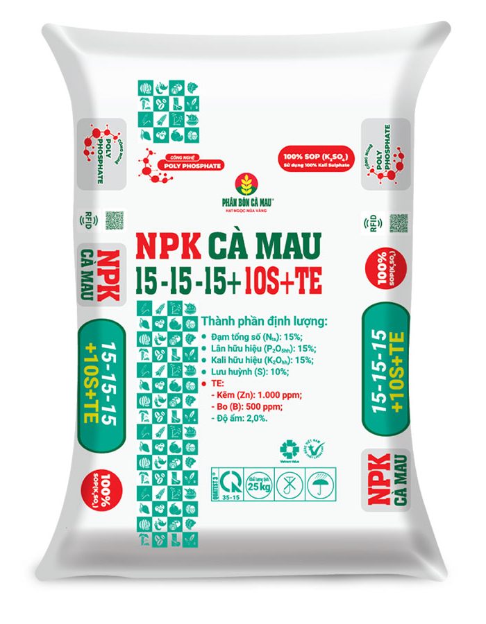NPK CÀ MAU 15-15-15+10S+TE SOP